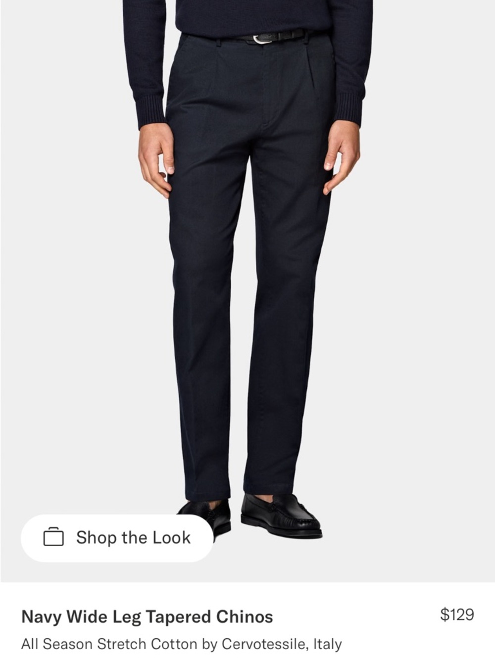 Suit Supply Navy Wide-Leg Tapered Chino 34x30